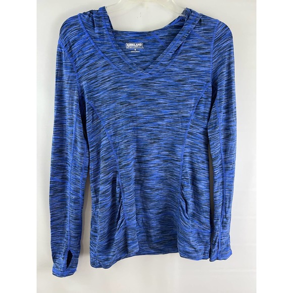 Kirkland Signature Hoodie Shirt Women's Sz S Blue Heather Long Sleeve Stretch - Picture 1 of 4